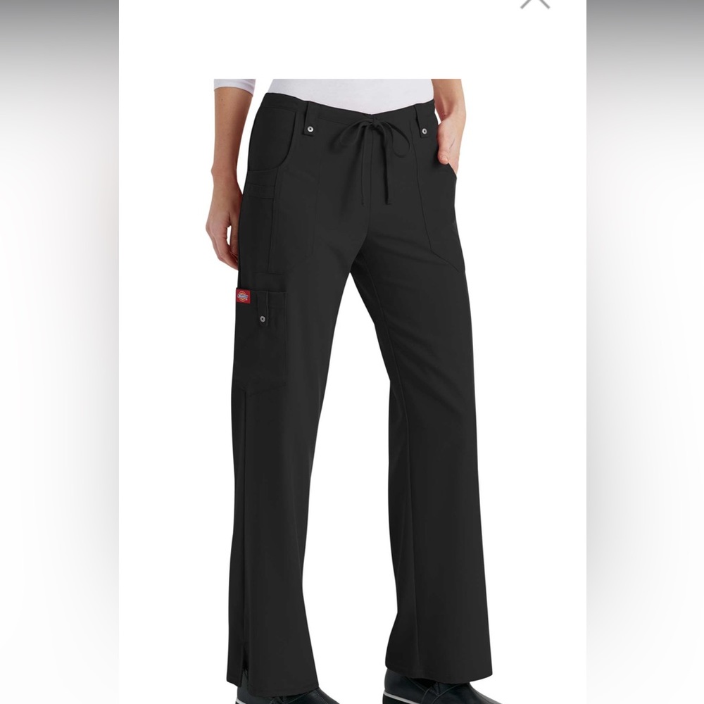 2 pairs of Dickies women’s black mid-rise draw string scrub pants